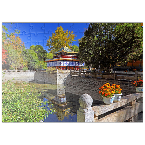 puzzleplate Wasserpavillon im Park der Sommerresidenz des Dalai Lamas, Tibet, China 100 Puzzle