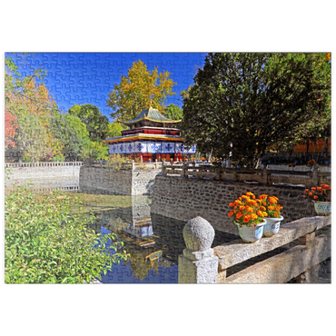 puzzleplate Wasserpavillon im Park der Sommerresidenz des Dalai Lamas, Tibet, China 500 Puzzle
