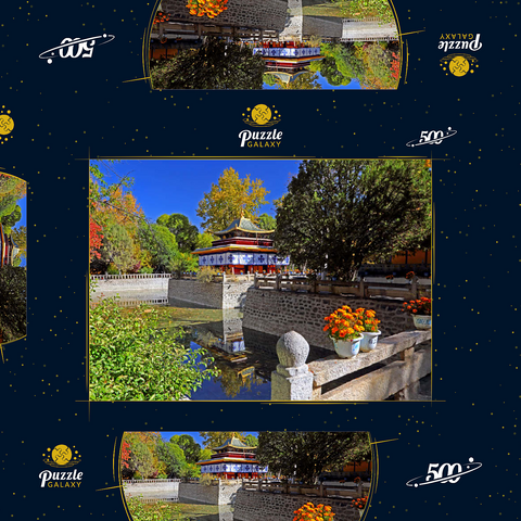 Wasserpavillon im Park der Sommerresidenz des Dalai Lamas, Tibet, China 500 Puzzle Schachtel 3D Modell