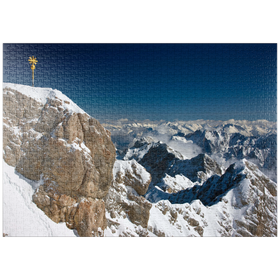 Darstellung des Puzzle-Motivs Gipfelkreuz der Zugspitze (2962m) – Puzzleteile: 1000