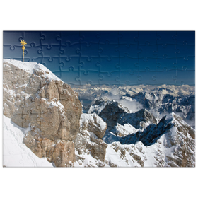 Darstellung des Puzzle Motivs Gipfelkreuz der Zugspitze (2962m) - Puzzleteile: 100
