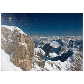 Darstellung des Puzzle Motivs Gipfelkreuz der Zugspitze (2962m) - Puzzleteile: 500