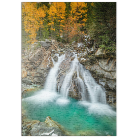 Darstellung des Puzzle-Motivs Wasserfall im Morteratsch Tal – Puzzleteile: 200