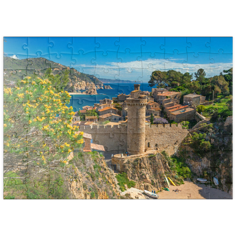 puzzleplate Mittelalterliche Stadtmauer der Vila Vella, Tossa de Mar, Costa Brava, Katalonien, Spanien 100 Puzzle