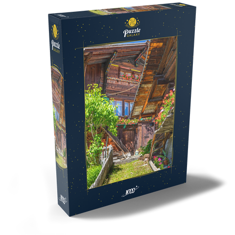 Holzhäuser im Dorf Mürren 1000 Puzzle Schachtel Ansicht2