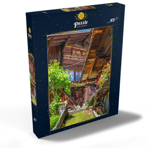 Holzhäuser im Dorf Mürren 100 Puzzle Schachtel Ansicht2