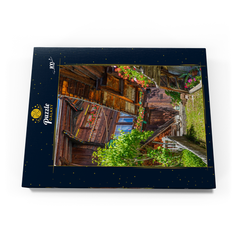Holzhäuser im Dorf Mürren 100 Puzzle Schachtel Ansicht3