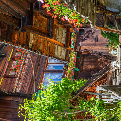 Holzhäuser im Dorf Mürren 100 Puzzle 3D Modell