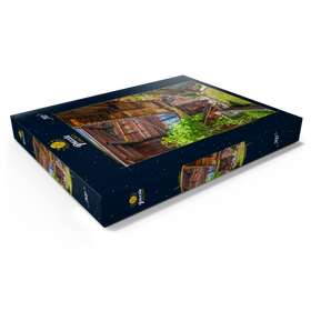 Darstellung des Puzzle Motivs Holzhäuser im Dorf Mürren - Puzzleteile: 200