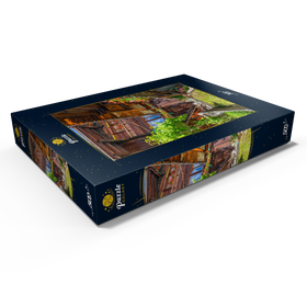 Darstellung des Puzzle Motivs Holzhäuser im Dorf Mürren - Puzzleteile: 500