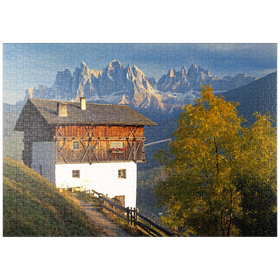 Darstellung des Puzzle Motivs Geislergruppe, Dolomiten, Villnösstal, Provinz Bozen, Südtirol, Italien - Puzzleteile: 1000