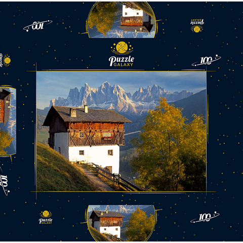 Geislergruppe, Dolomiten, Villnösstal, Provinz Bozen, Südtirol, Italien 100 Puzzle Schachtel 3D Modell