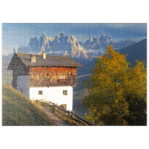 puzzleplate Geislergruppe, Dolomiten, Villnösstal, Provinz Bozen, Südtirol, Italien 500 Puzzle