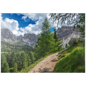 Darstellung des Puzzle-Motivs Am Col Raiser mit Cislesalpe und Geislergruppe, St. Christina in Gröden, Südtirol – Puzzleteile: 1000
