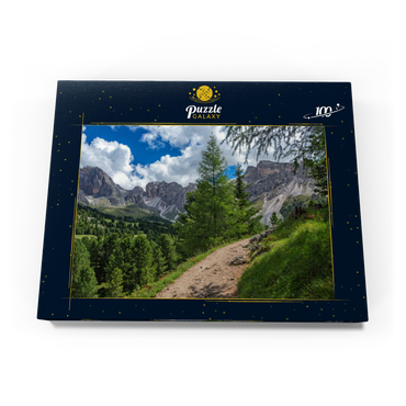 Am Col Raiser mit Cislesalpe und Geislergruppe, St. Christina in Gröden, Trentino-Südtirol 100 Puzzle Schachtel Ansicht3