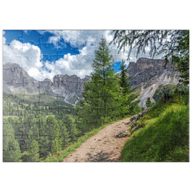 Darstellung des Puzzle Motivs Am Col Raiser mit Cislesalpe und Geislergruppe, St. Christina in Gröden, Südtirol - Puzzleteile: 100