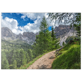 Darstellung des Puzzle-Motivs Am Col Raiser mit Cislesalpe und Geislergruppe, St. Christina in Gröden, Südtirol – Puzzleteile: 200