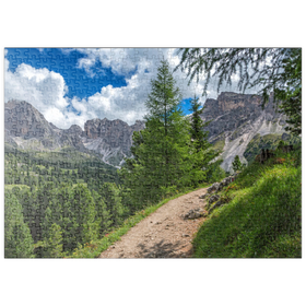 Darstellung des Puzzle-Motivs Am Col Raiser mit Cislesalpe und Geislergruppe, St. Christina in Gröden, Südtirol – Puzzleteile: 500