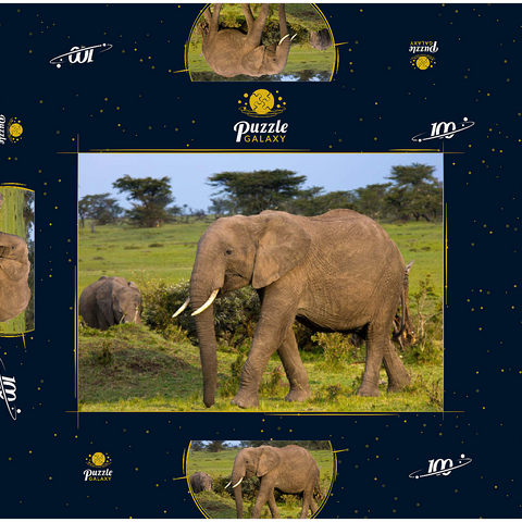 Masai Mara, Kenia, Elefanten 100 Puzzle Schachtel 3D Modell