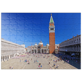 Darstellung des Puzzle Motivs Markusplatz mit Markuskirche und Campanile, Venedig, Italien - Puzzleteile: 100