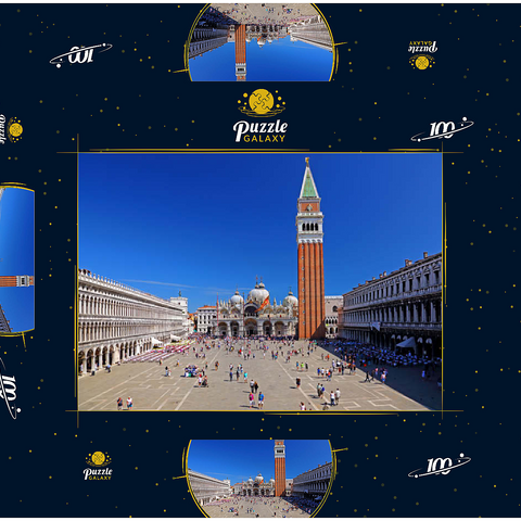 Markusplatz mit Markuskirche und Campanile, Venedig, Italien 100 Puzzle Schachtel 3D Modell