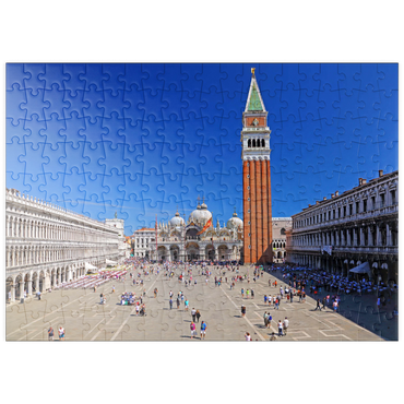 puzzleplate Markusplatz mit Markuskirche und Campanile, Venedig, Italien 200 Puzzle