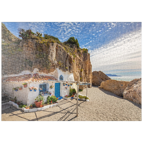 Darstellung des Puzzle-Motivs Fischerhütte am Strand, Andalusien, Spanien – Puzzleteile: 1000