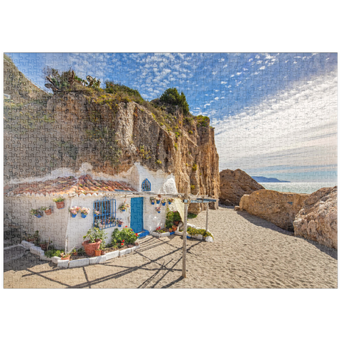 puzzleplate Fischerhütte am Strand, Andalusien, Spanien 1000 Puzzle