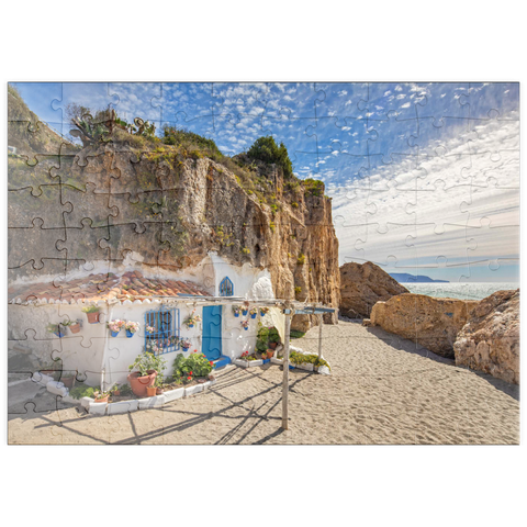 puzzleplate Fischerhütte am Strand, Andalusien, Spanien 100 Puzzle