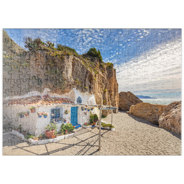 puzzleplate Fischerhütte am Strand, Andalusien, Spanien 200 Puzzle