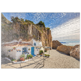 Darstellung des Puzzle Motivs Fischerhütte am Strand, Andalusien, Spanien - Puzzleteile: 200