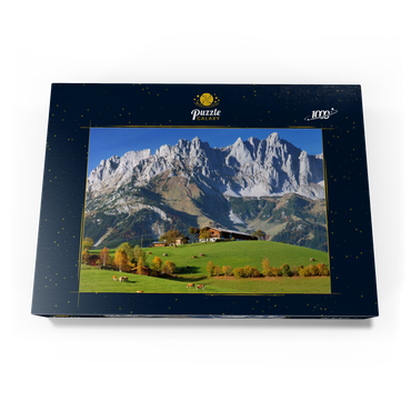 Bauernhaus bei Kitzbühel mit Kaisergebirge, Tirol, Österreich 1000 Puzzle Schachtel Ansicht3