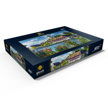 Blick über den Rhein zur Altstadt und Festung Munot 1000 Puzzle Schachtel Ansicht1