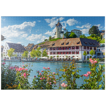 puzzleplate Blick über den Rhein zur Altstadt und Festung Munot 1000 Puzzle