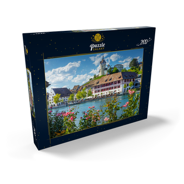 Blick über den Rhein zur Altstadt und Festung Munot 200 Puzzle Schachtel Ansicht2
