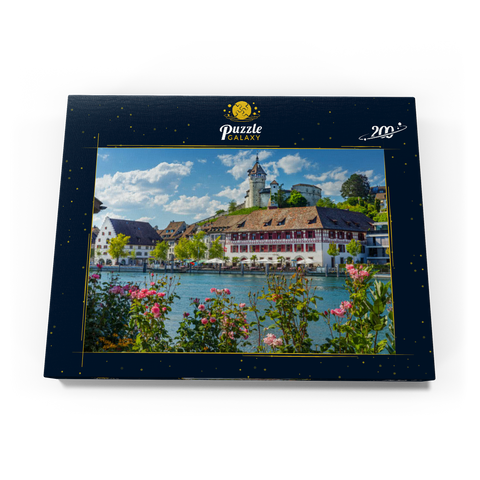 Blick über den Rhein zur Altstadt und Festung Munot 200 Puzzle Schachtel Ansicht3