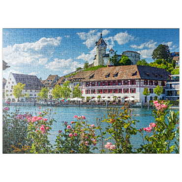 puzzleplate Blick über den Rhein zur Altstadt und Festung Munot 500 Puzzle
