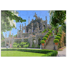 Darstellung des Puzzle Motivs Gartenterrassen im Park des Palazzo Borromeo auf der Isola Bella bei Stresa, Lago Maggiore - Puzzleteile: 100