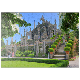 Darstellung des Puzzle Motivs Gartenterrassen im Park des Palazzo Borromeo auf der Isola Bella bei Stresa, Lago Maggiore - Puzzleteile: 200