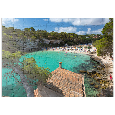 puzzleplate Blick in die Lagune Cala Llombards bei Santanyi, Mallorca 100 Puzzle