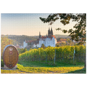 Darstellung des Puzzle-Motivs Weinberg, Weingut Schloss Proschwitz mit Blick zur Albrechtsburg und Dom – Puzzleteile: 1000