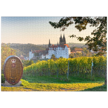puzzleplate Weinberg, Weingut Schloss Proschwitz mit Blick zur Albrechtsburg und Dom 1000 Puzzle