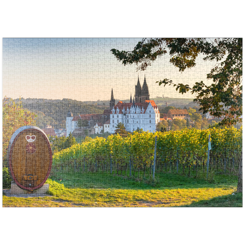 puzzleplate Weinberg, Weingut Schloss Proschwitz mit Blick zur Albrechtsburg und Dom 1000 Puzzle