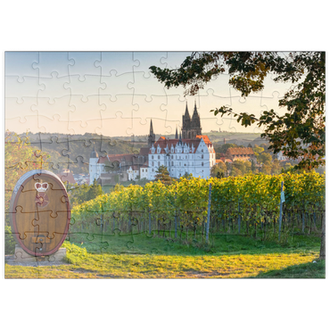 puzzleplate Weinberg, Weingut Schloss Proschwitz mit Blick zur Albrechtsburg und Dom 100 Puzzle