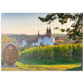 Darstellung des Puzzle-Motivs Weinberg, Weingut Schloss Proschwitz mit Blick zur Albrechtsburg und Dom – Puzzleteile: 200