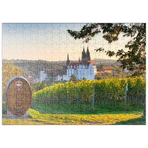 puzzleplate Weinberg, Weingut Schloss Proschwitz mit Blick zur Albrechtsburg und Dom 200 Puzzle