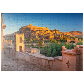 Darstellung des Puzzle Motivs Morgenstimmung am Lehmdorf Ait Ben Haddou, Hoher Atlas - Puzzleteile: 100