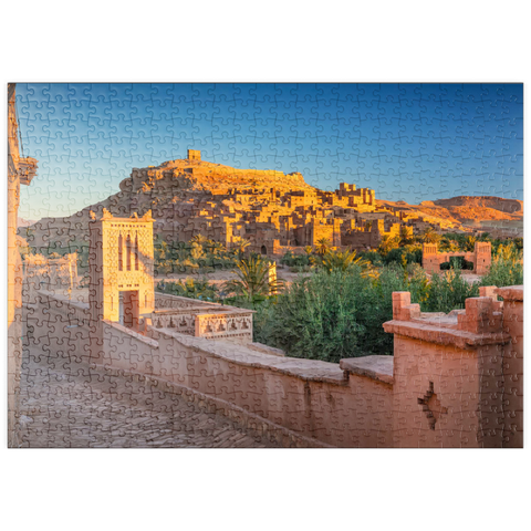 puzzleplate Morgenstimmung am Lehmdorf Ait Ben Haddou, Hoher Atlas 500 Puzzle