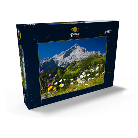 Blick vom Kreuzjoch (1719m) zur Hochalm gegen Alpspitze (2628m) mit Margeriten 1000 Puzzle Schachtel Ansicht2