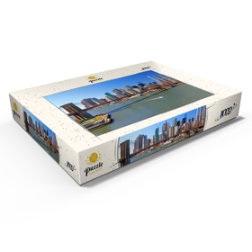 Alternative Darstellung des Puzzle-Motivs Blick zur Brooklyn Bridge mit One World Trade Center, Manhattan, New York City, USA – Puzzleteile: 1000